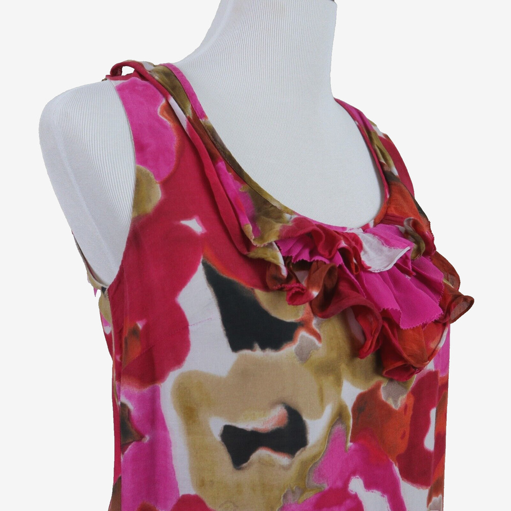 Ann Taylor Loft Size Petite S Silk Blend Floral Mini Dress Ruffle - Picture 6 of 8